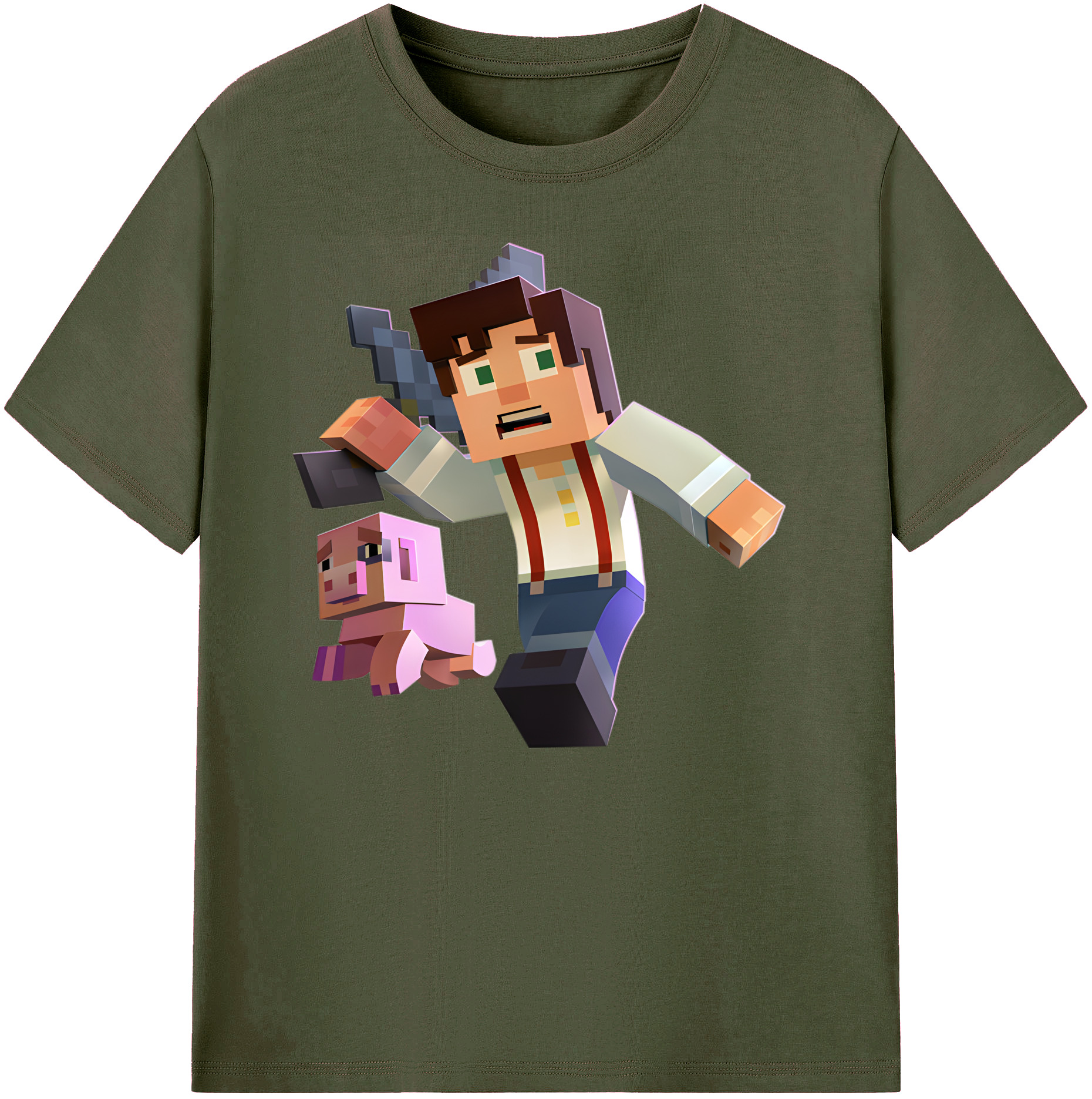 （画像用） マインクラフト ブロックの世界 Minecraft MC Block world 綿100％ メンズ半袖Tシャツ｜肌触りやわらか＆通気性